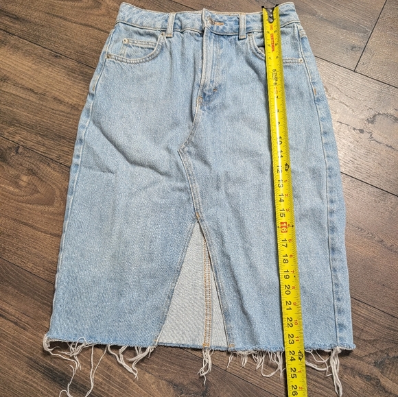 Topshop Moto High Waist Front Slit Light Blue‎ Jean Skirt Size 4 - Picture 6 of 9